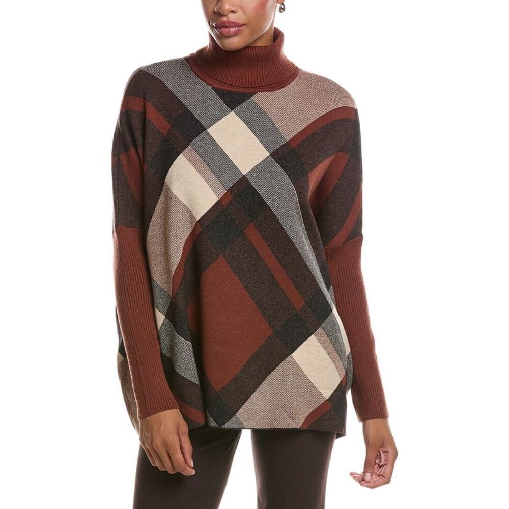 Joseph A. Womens  Turtleneck Pullover Poncho, Red